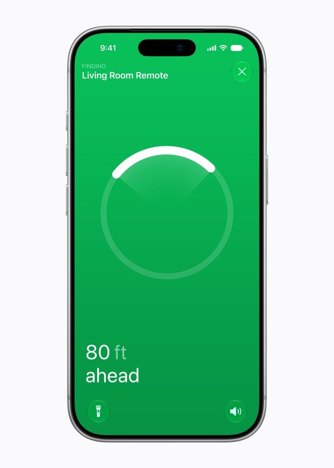 An iPhone using Precision Finding to locate the new Siri Remote
