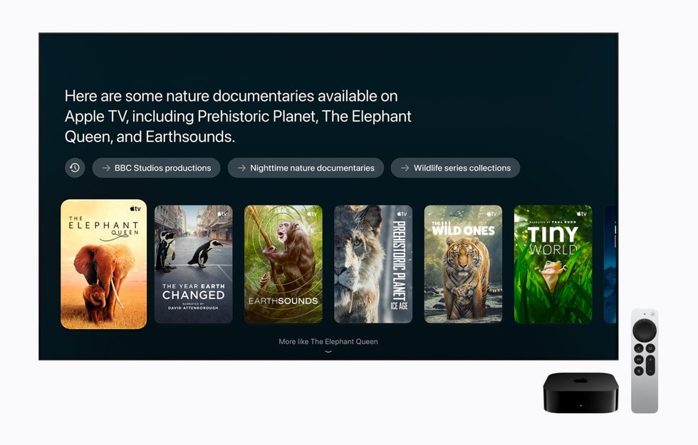 Siri AI suggestions on the Apple TV 4K interface