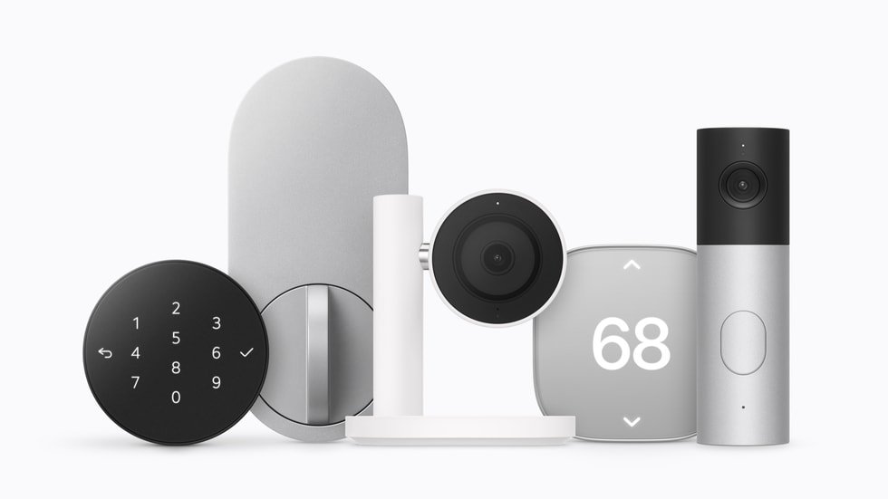 Apple Home Collection lineup of LG and Schneider Electric cameras, video doorbell, smart lock and thermostats