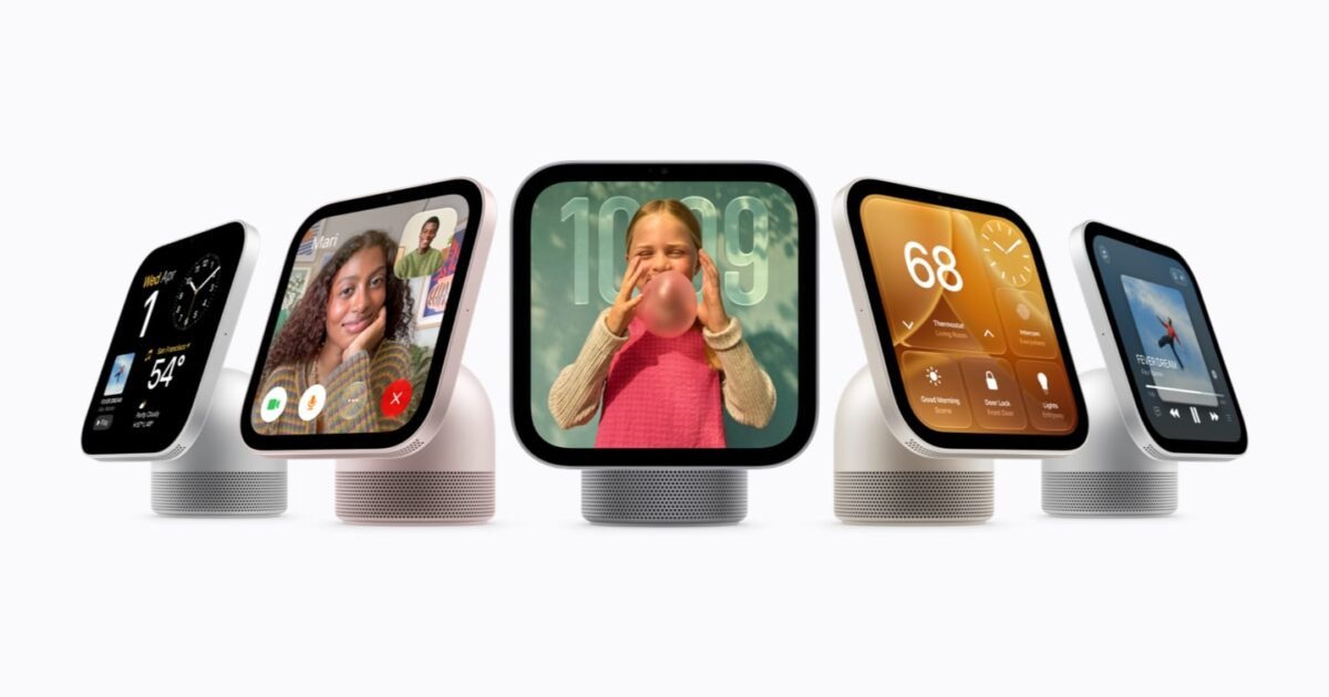 Apple HomeView in silver, starlight, rose pink and space grey, plus the wall-mounted model