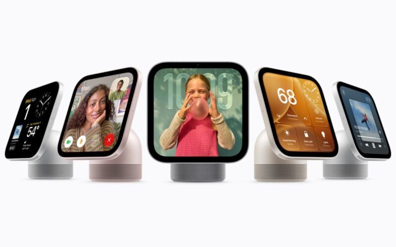 Apple HomeView in silver, starlight, rose pink and space grey, plus the wall-mounted model