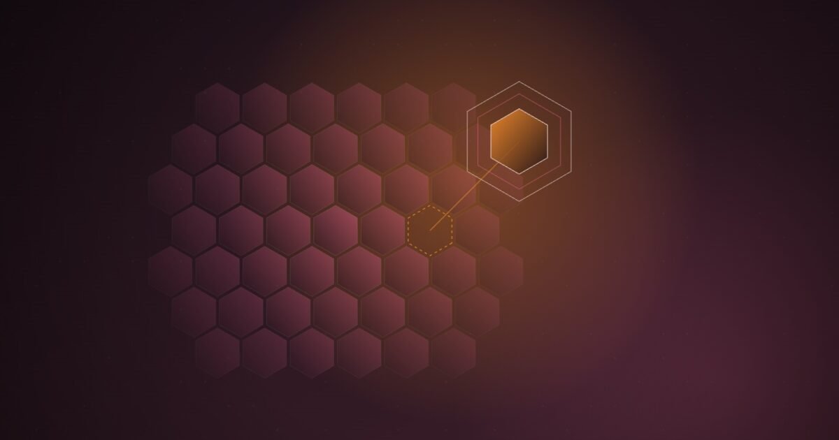 Abstract illustration of a hexagonal honeycomb cell lifted out of a larger lattice and set inside a protective outer frame