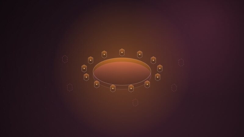 Abstract illustration of thirteen glowing nodes arranged around a circular table, with several empty dashed positions outside the ring