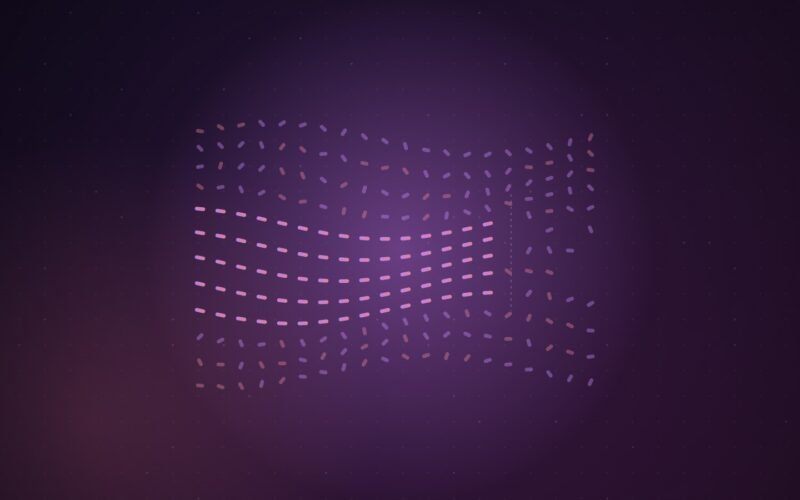 Abstract illustration of flowing lines of small grains, a band of them subtly aligned into a hidden pattern, with a clean break where the pattern stops