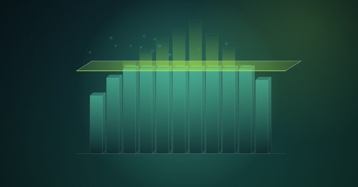 Abstract illustration of green isometric columns rising toward a translucent horizontal plane that cuts them off, with dashed outlines showing where taller columns would have gone