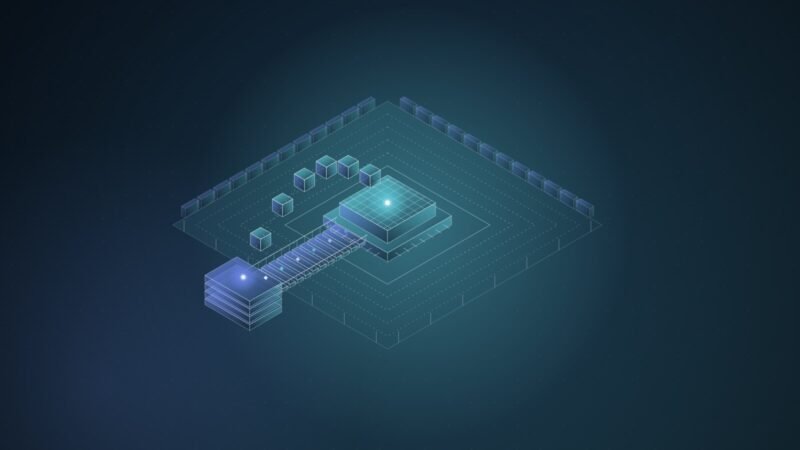 Abstract illustration: a walled, moated core with a new layered bridge crossing into it