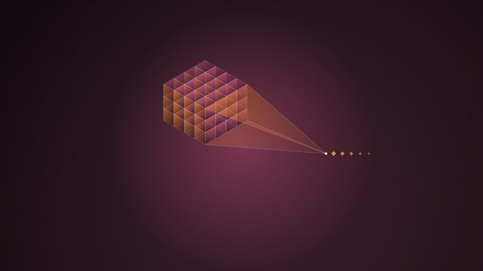 Isometric illustration: a large block built from dozens of small pink-and-orange cubes, its face funnelling into converging lines that narrow to a single point, followed by a thin trickle of small diamonds.