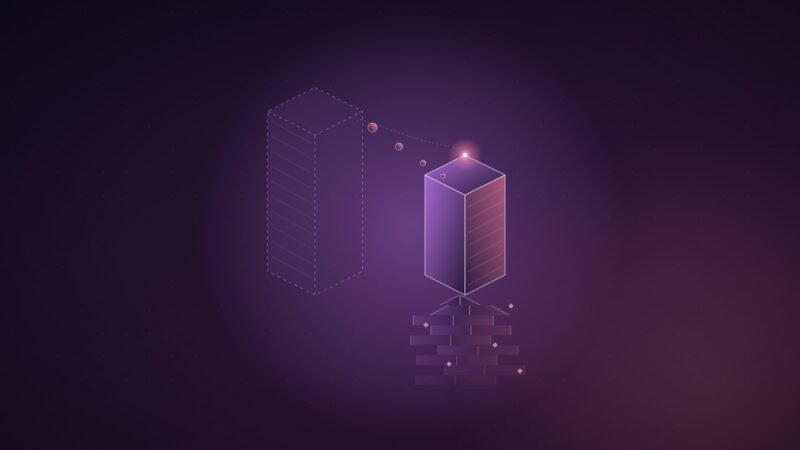 Abstract illustration: a dashed outline of a withdrawn prism beside a solid one with a fractured reflection