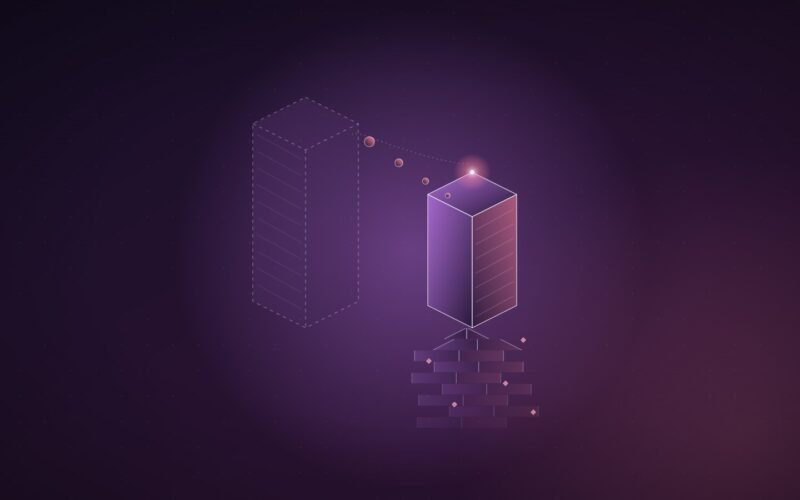 Abstract illustration: a dashed outline of a withdrawn prism beside a solid one with a fractured reflection